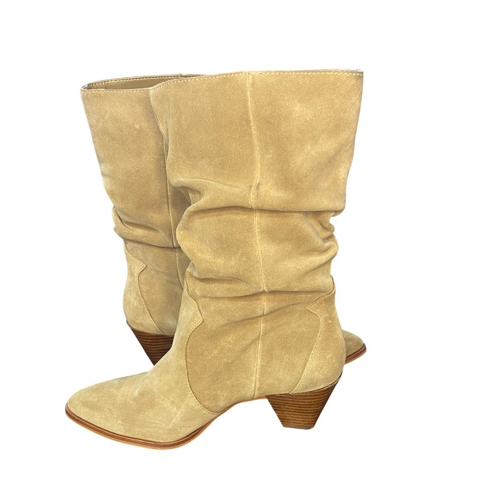 Vince Camuto SENSENNY Suede Slouchy Western Boots Tan Women Size 6M 36.5 - Picture 5 of 11